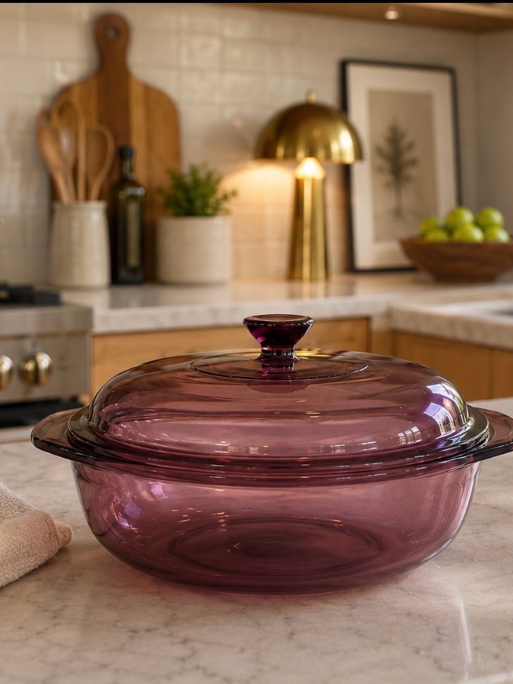 Pyrex Purple Glass Covered Casserole Dish